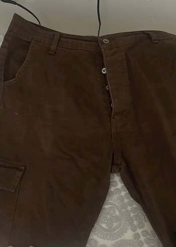 Düğmeli Kahverengi Süet Midi erkek Pantolon - Görsel 2