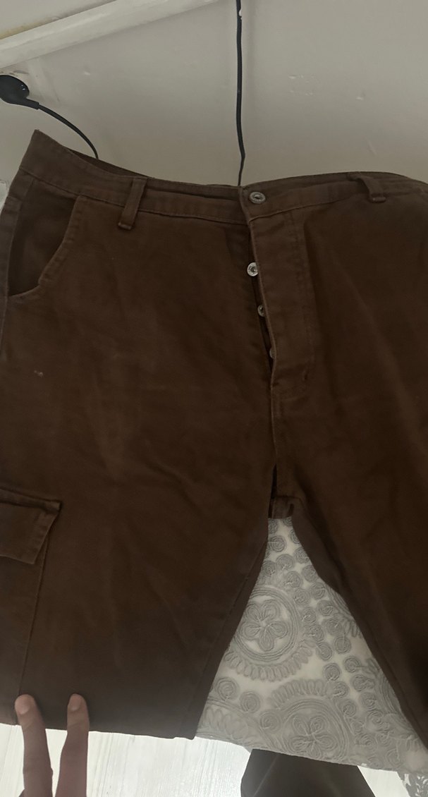 Düğmeli Kahverengi Süet Midi erkek Pantolon - Görsel 2