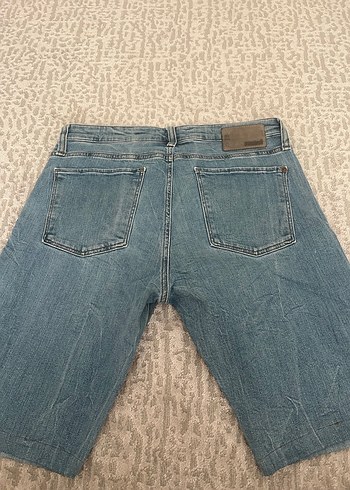 Mavi erkek kot şort - Görsel 3