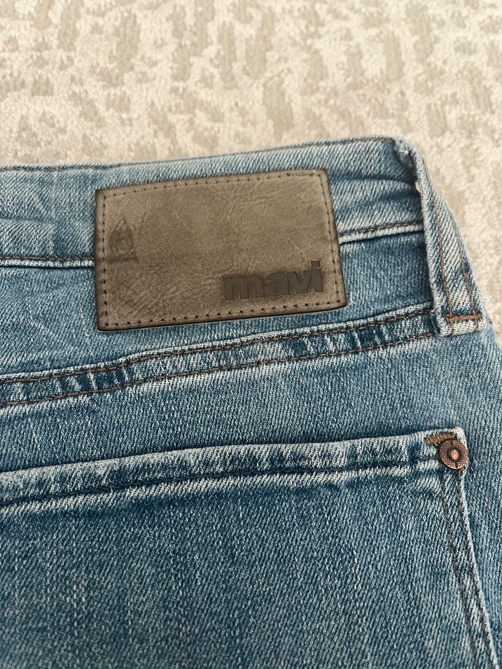 Mavi erkek kot şort - Görsel 4