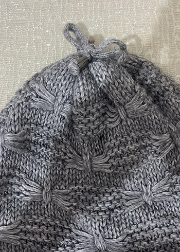 Gri Örgü Kadın Bere - Görsel 3