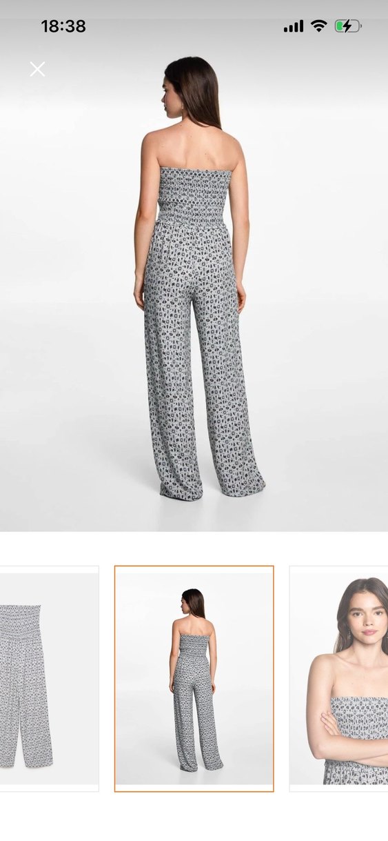 Gri Yılan Desenli Straplez Tulum - Görsel 3