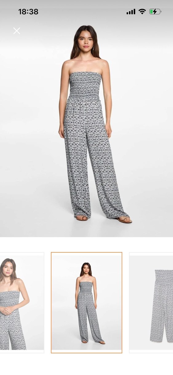 Gri Yılan Desenli Straplez Tulum - Görsel 2