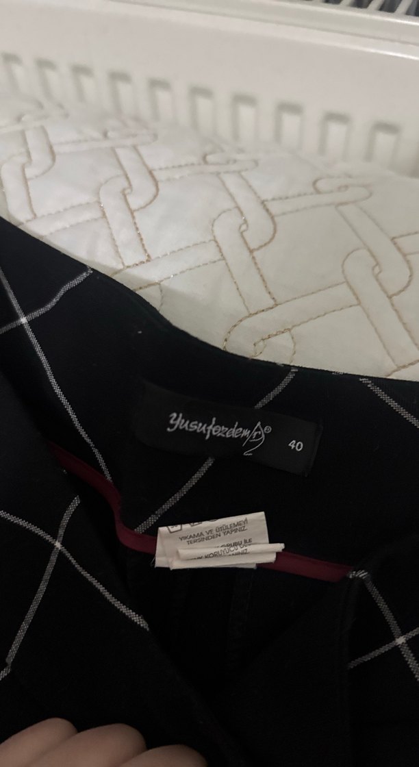 Siyah Ekose Desenli Kadın Midi Kumaş Pantolon - Görsel 2