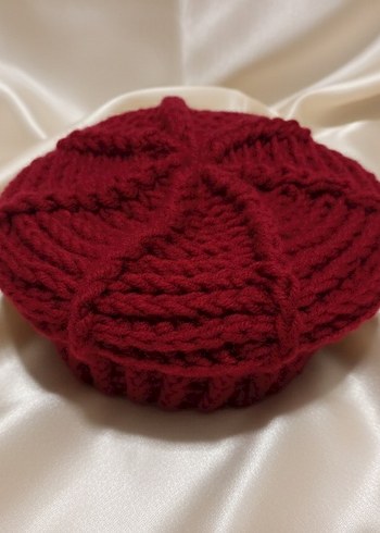 Bordo Örgü Bohem Kadın Bere - Görsel 2