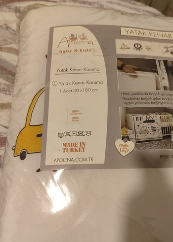 Beyaz Gri Baskılı Bebek Yatak Kenar Koruma - Görsel 2