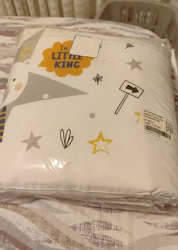 Beyaz Gri Baskılı Bebek Yatak Kenar Koruma - Görsel 3