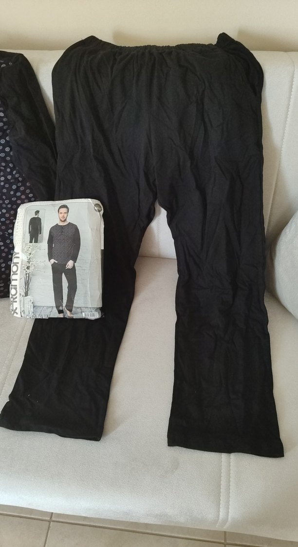 Siyah Desenli Uzun kol erkek pijama takımı sıfır. - Görsel 3