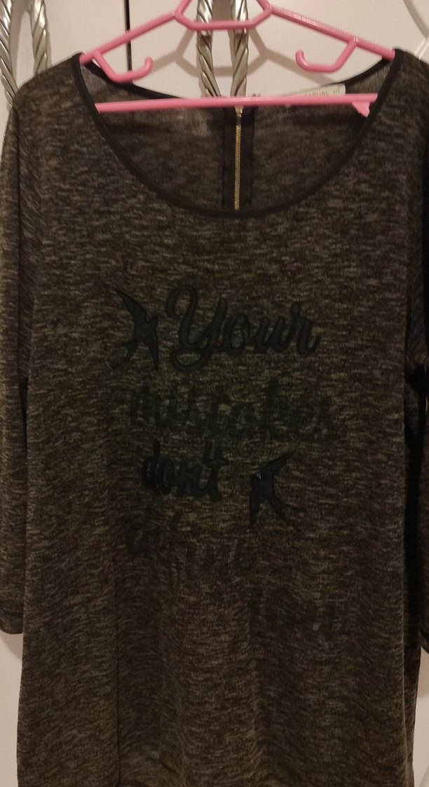 Gri Uzun Kollu Rahat Hamile Tişörtü - Görsel 2