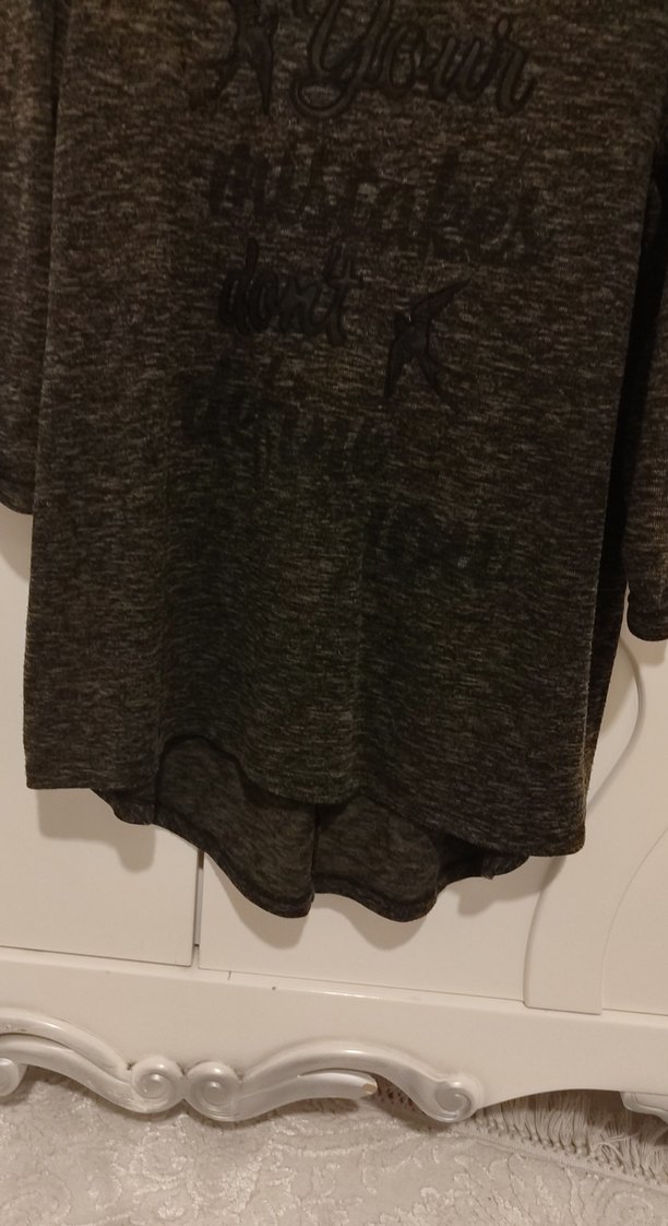 Gri Uzun Kollu Rahat Hamile Tişörtü - Görsel 4