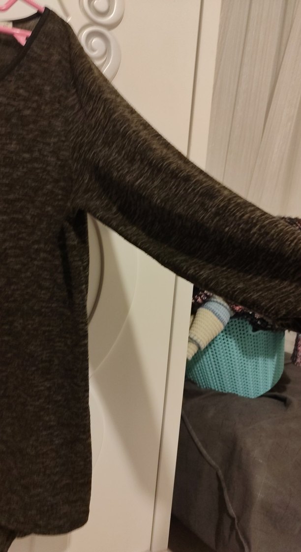 Gri Uzun Kollu Rahat Hamile Tişörtü - Görsel 3