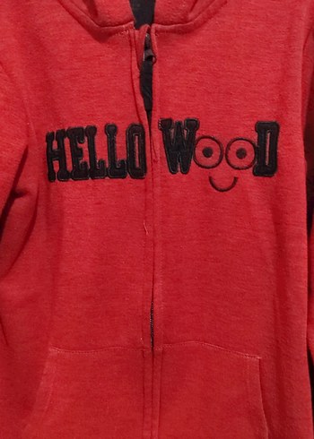 Kırmızı Kapüşonlu çocuk Sweatshirt - Görsel 2