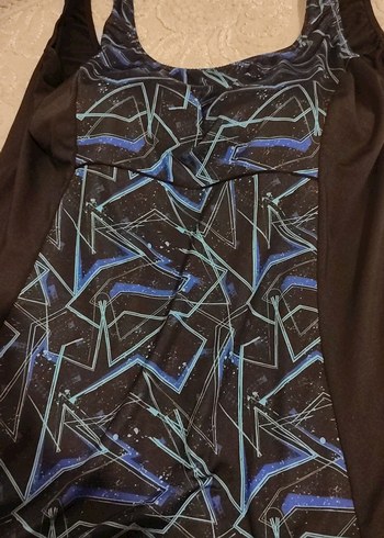 Drapeli Baskılı Uzun Kadın Mayo - Görsel 2