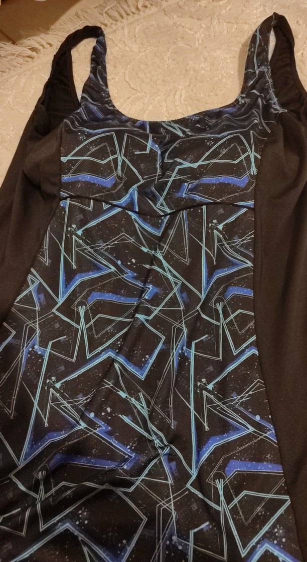 Drapeli Baskılı Uzun Kadın Mayo - Görsel 2