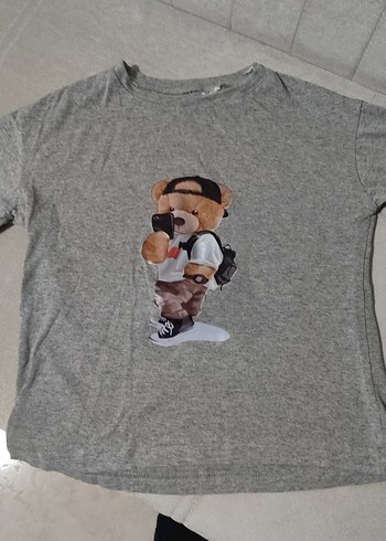 Çocuk, Gri Baskılı Kısa Kollu Tişört - Görsel 2