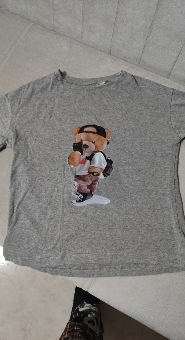 Çocuk, Gri Baskılı Kısa Kollu Tişört - Görsel 2