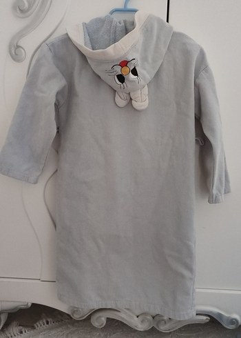 Gri Kapüşonlu Erkek Çocuk Bornozu - Görsel 3