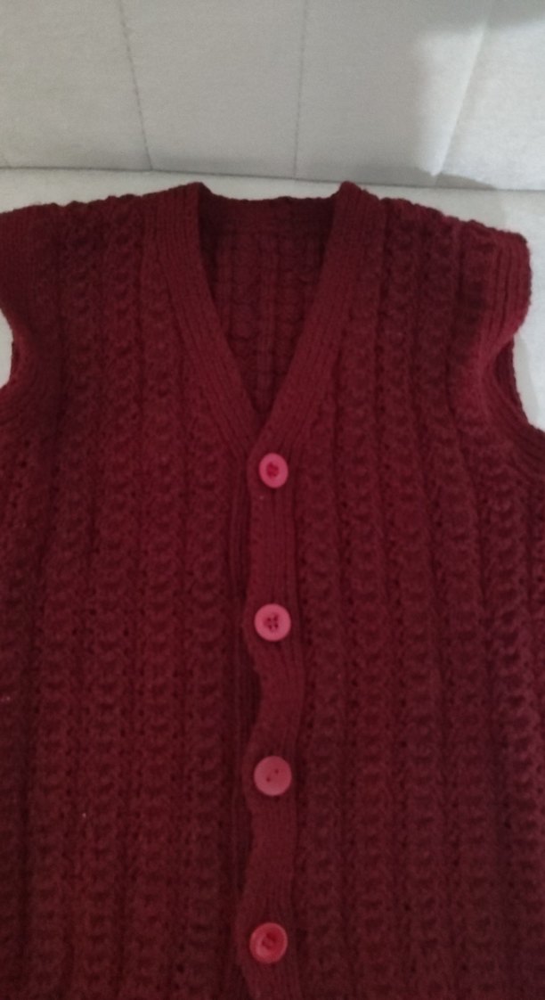 Bordo Kız Çocuk Örgü Yelek - Görsel 2