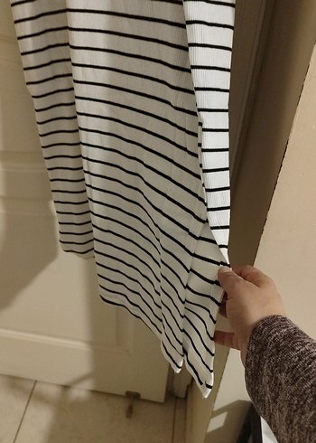 Çizgili yarım Kollu Günlük Kadın Elbise - Görsel 3