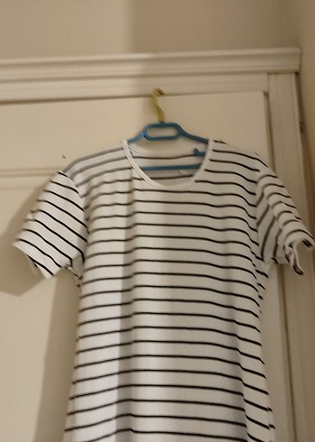 Çizgili yarım Kollu Günlük Kadın Elbise - Görsel 2