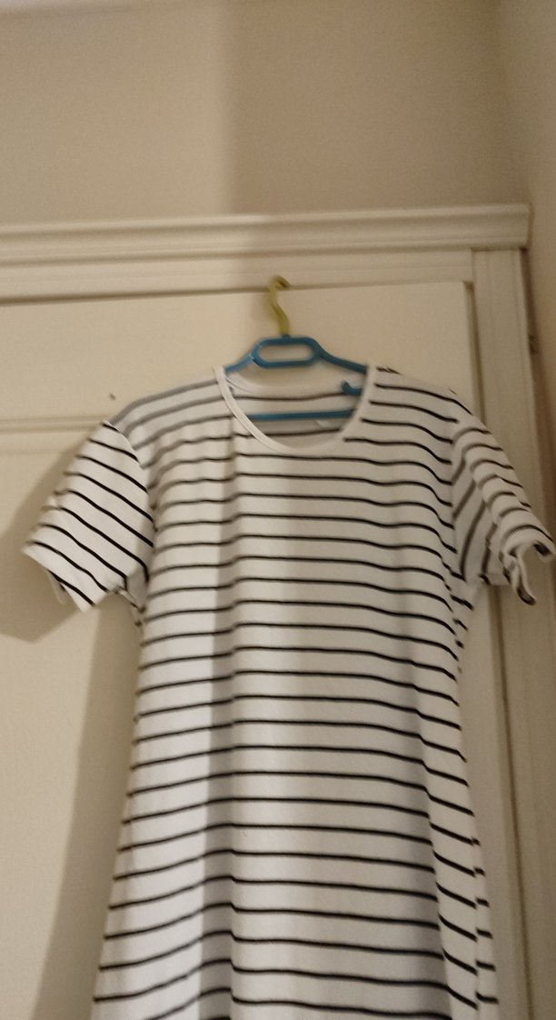 Çizgili yarım Kollu Günlük Kadın Elbise - Görsel 2