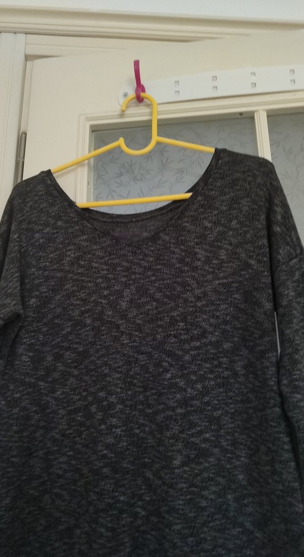 Gri Örgü Uzun Kollu Salaş Kazak - Görsel 2