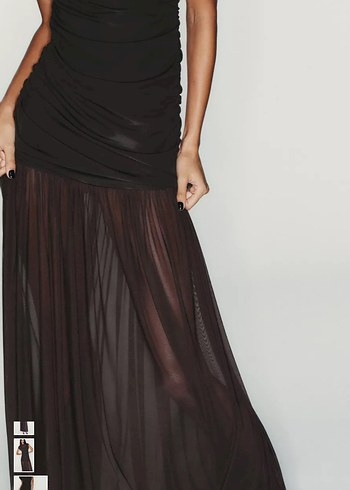 ZARA Drapeli Uzun Kadın Elbise - Görsel 3