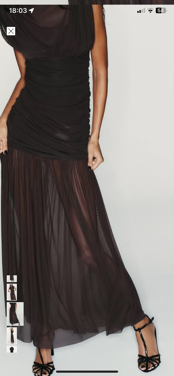 ZARA Drapeli Uzun Kadın Elbise - Görsel 3