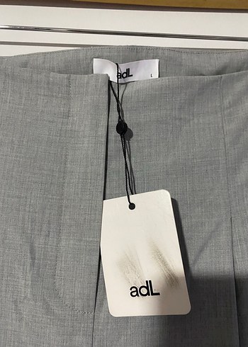 adL Gri Kadın Keten Pilili Bol Kesim Pantolon - Görsel 3