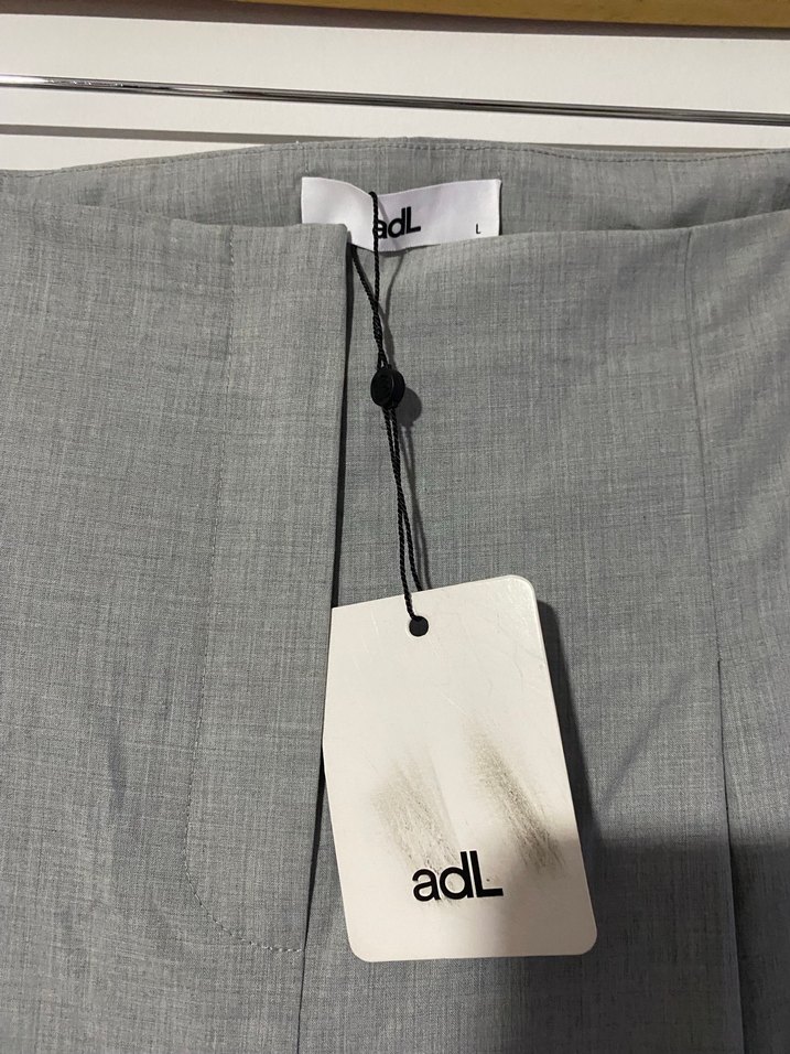 adL Gri Kadın Keten Pilili Bol Kesim Pantolon - Görsel 3