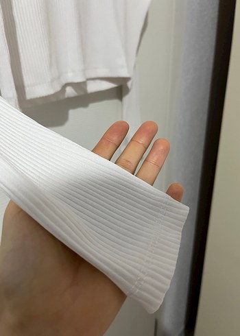 Beyaz Uzun Kollu Baskılı Tişört - Görsel 4