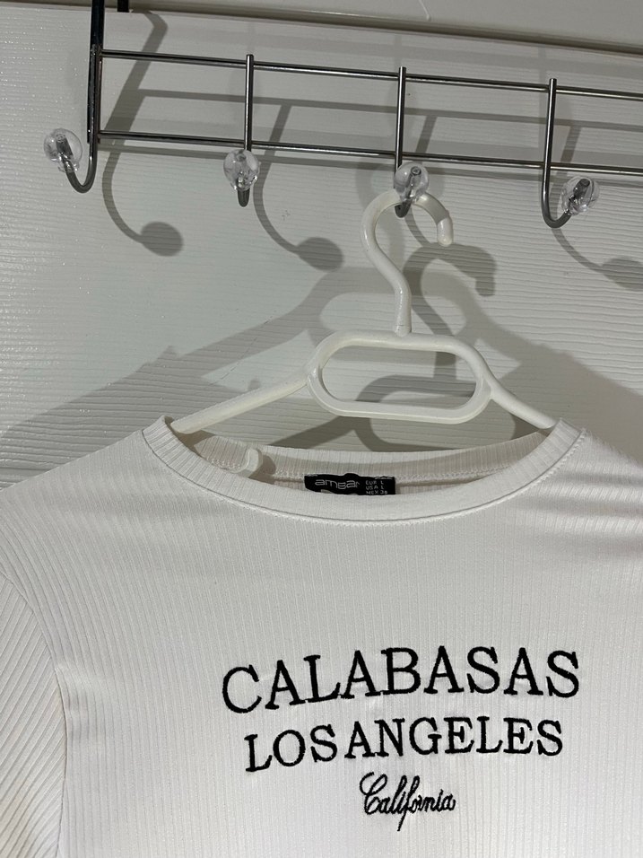 Beyaz Uzun Kollu Baskılı Tişört - Görsel 3