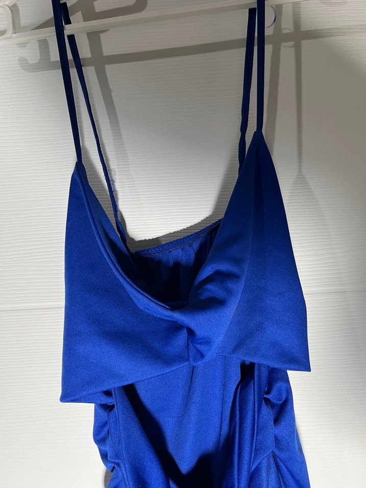 Mavi Drapeli İnce Askılı Mini Mayo - Görsel 3