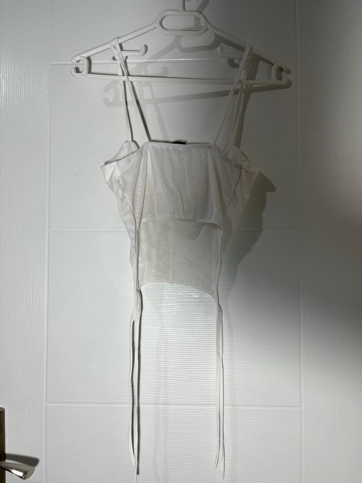 Beyaz Transparan Mini Halter Yaka Bustiyer - Görsel 2
