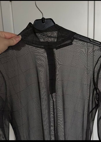 Kadın Siyah Boğazlı Pilili Uzun Kollu Bluz - Görsel 2