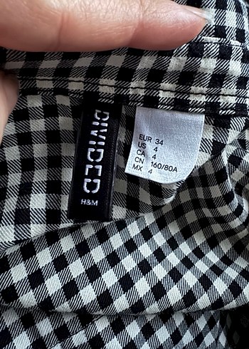 Kadın Gri Ekose Düğmeli Uzun Kollu Gömlek - Görsel 5