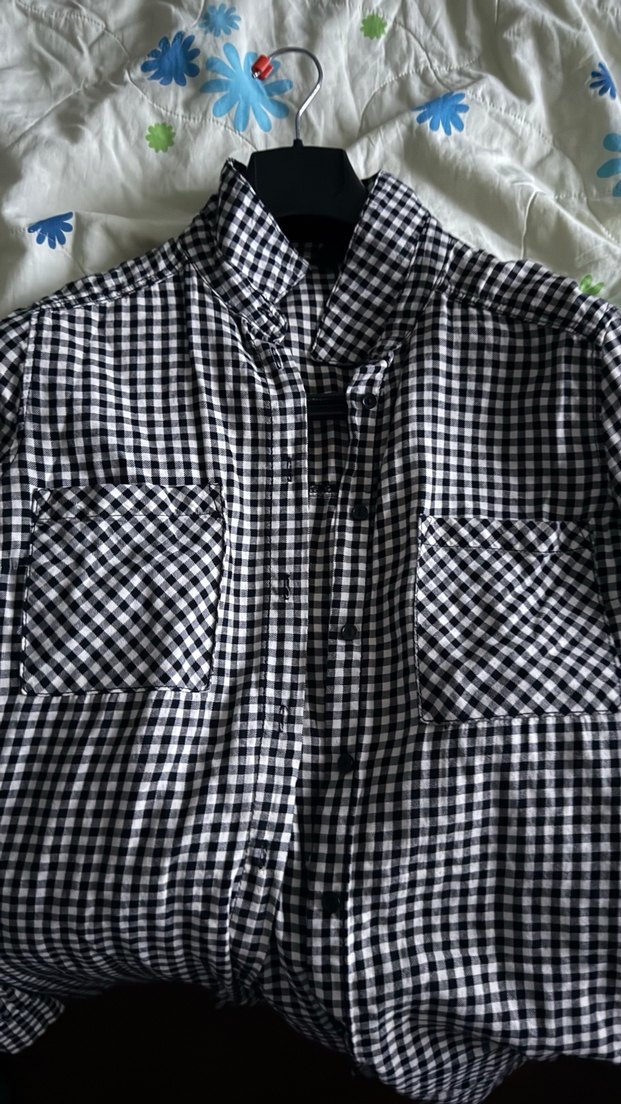 Kadın Gri Ekose Düğmeli Uzun Kollu Gömlek - Görsel 3