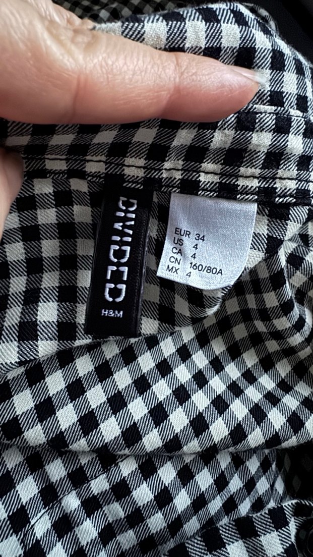 Kadın Gri Ekose Düğmeli Uzun Kollu Gömlek - Görsel 5