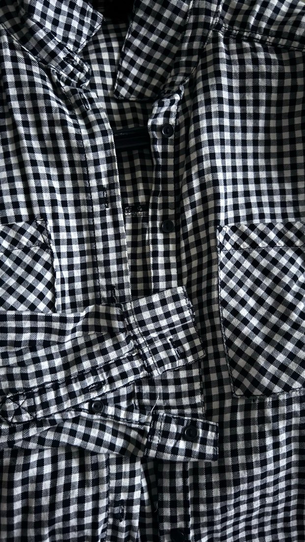 Kadın Gri Ekose Düğmeli Uzun Kollu Gömlek - Görsel 4