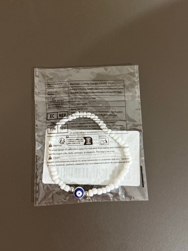 Beyaz Boncuklu Nazar Boncuğu Bileklik - Görsel 2