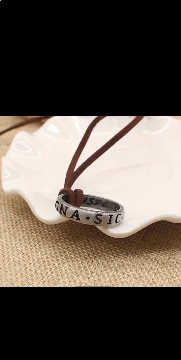 Bohem Gri Yazılı Erkek Deri Kolye - Görsel 2