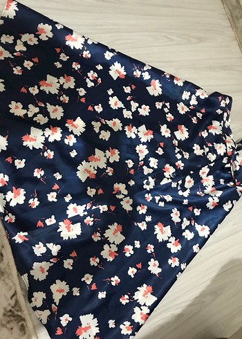 Düğmeli Mavi Desenli Uzun Hamile Eteği - Görsel 2