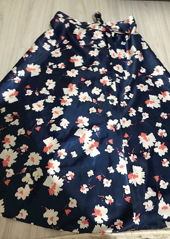 Düğmeli Mavi Desenli Uzun Hamile Eteği - Görsel 3