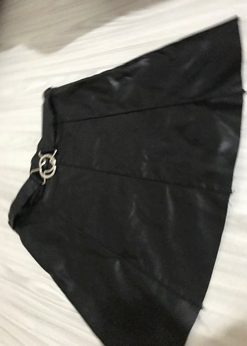 Siyah Deri Mini Kadın Etek - Görsel 4