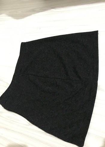 Düz Gri Mini Etek - Görsel 2