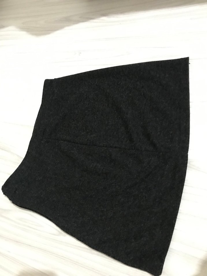 Düz Gri Mini Etek - Görsel 2