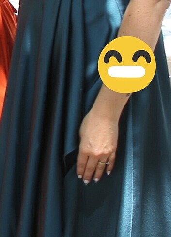 Diğer Midi boy Elbise petrol Renk yırtmaçlı saten 