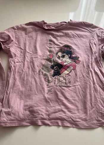 Pembe Baskılı Hamile Tişörtü, Uzun Kollu, Düğmeli - Görsel 2