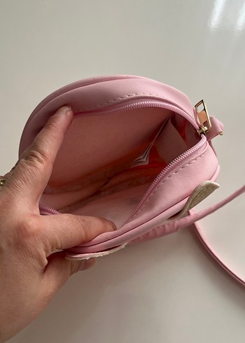 Pembe Nakışlı Kürklü Kız Çanta - Görsel 3