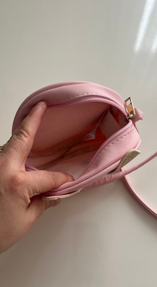 Pembe Nakışlı Kürklü Kız Çanta - Görsel 3